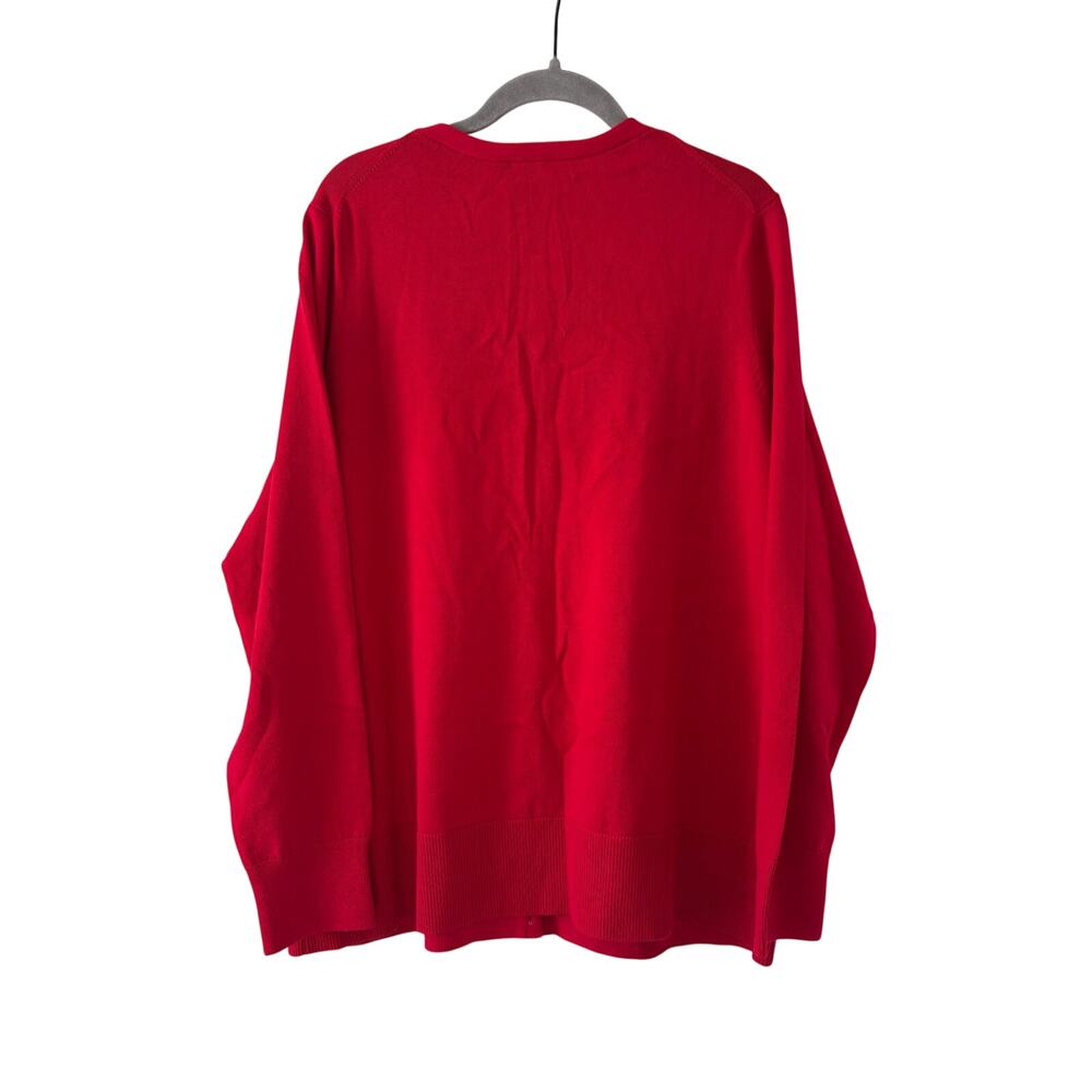 Lands’ End Women’s 1X Red Button Front Cardigan Sweater Cotton Blend Plus Size - Picture 8 of 9